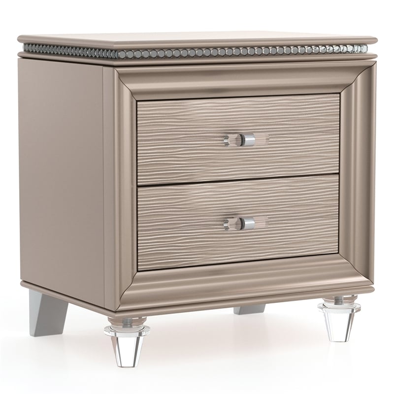 Furniture of America Devado Contemporary Wood 2-Drawer Nightstand in Rose Gold