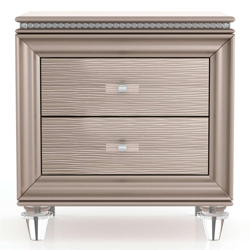 Furniture of America Devado Contemporary Wood 2-Drawer Nightstand in Rose Gold