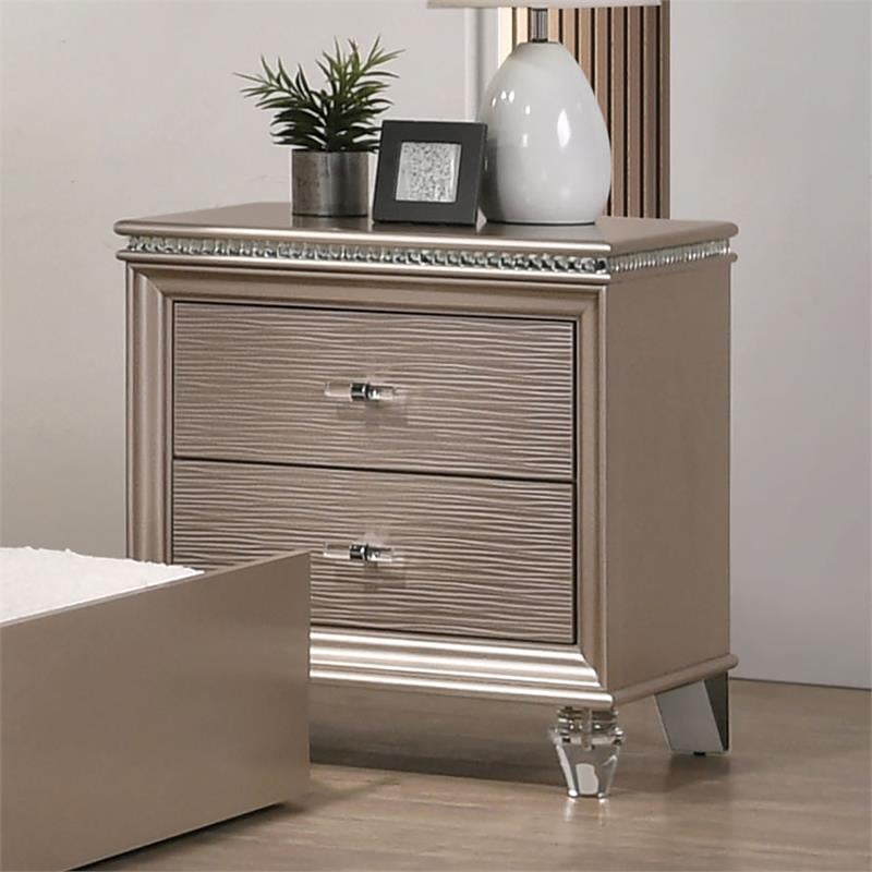 Furniture of America Devado Contemporary Wood 2-Drawer Nightstand in Rose Gold