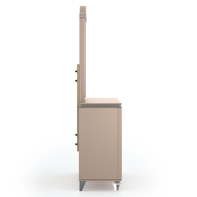 Furniture of America Devado Wood 2-Piece Dresser and Mirror Set in Rose Gold