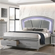 Furniture of America Plumley Contemporary Wood Cal King Bed with LED in Silver