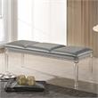 Furniture of America Plumley Contemporary Faux Leather Tufted Bench in Silver