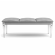 Furniture of America Plumley Contemporary Faux Leather Tufted Bench in Silver