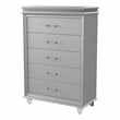 Furniture of America Plumley Contemporary Solid Wood 5-Drawer Chest in Silver