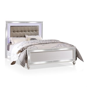 Furniture of America Xulu Contemporary Wood King Bed with LED in White