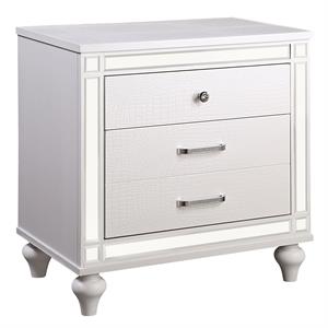 furniture of america xulu contemporary solid wood 2-drawer nightstand in white
