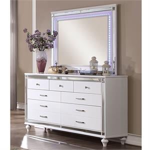 furniture of america xulu wood 2-piece dresser and mirror set in white