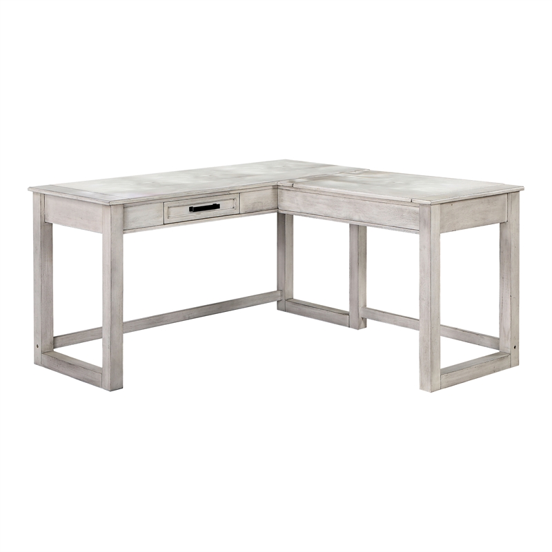 Furniture of America Aaryn Solid Wood Lift-Top Corner Desk in Antique White