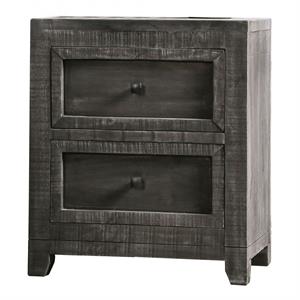 furniture of america lanny rustic solid wood 2-drawer nightstand in charcoal