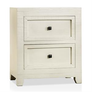 furniture of america lanny rustic solid wood 2-drawer nightstand in ivory