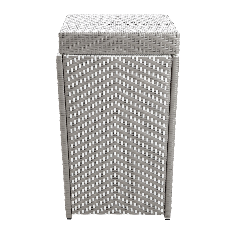 FOA Azur Outdoor Aluminum & Wicker Outdoor Trash Can in Gray 2PC Set