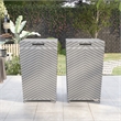 FOA Azur Outdoor Aluminum & Wicker Outdoor Trash Can in Gray 2PC Set