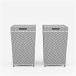 FOA Azur Outdoor Aluminum & Wicker Outdoor Trash Can in Gray 2PC Set