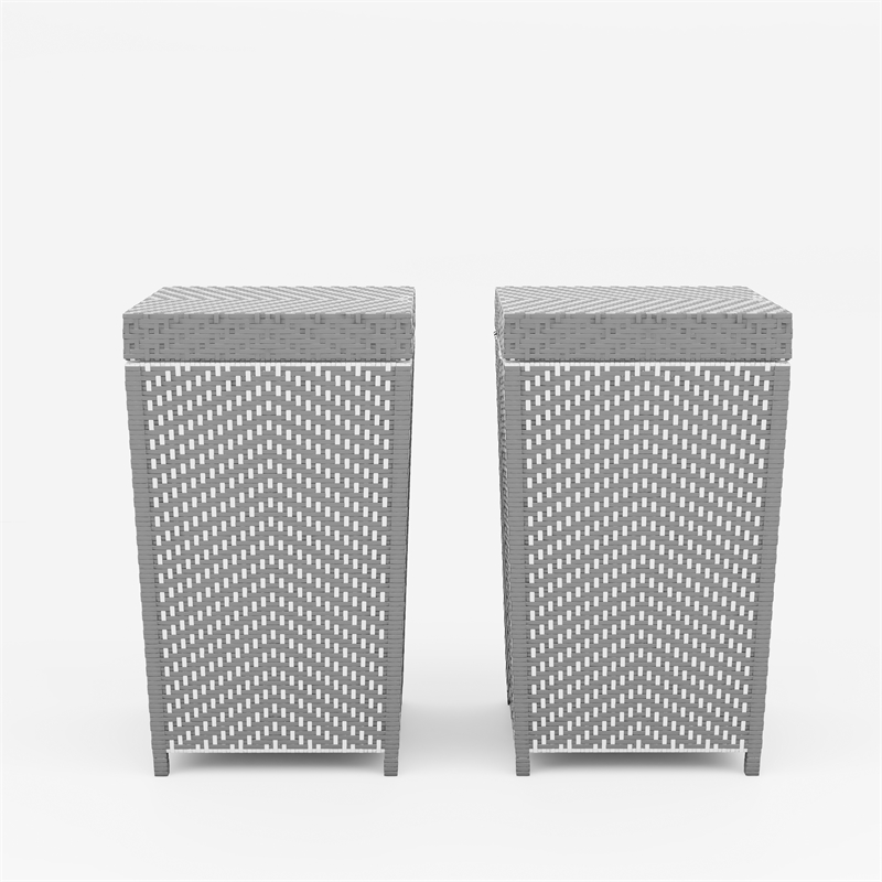 FOA Azur Outdoor Aluminum & Wicker Outdoor Trash Can in Gray 2PC Set