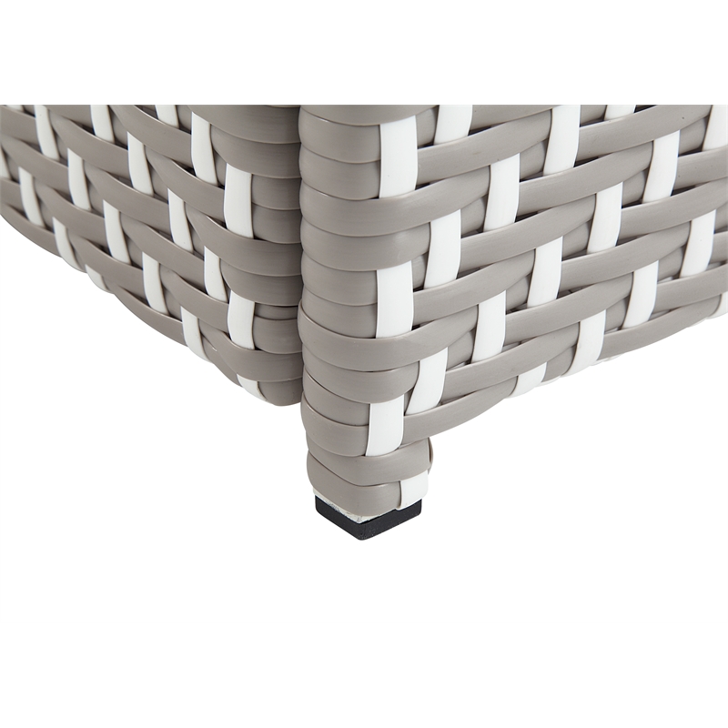 FOA Azur Outdoor Aluminum & Wicker Outdoor Trash Can in Gray 2PC Set