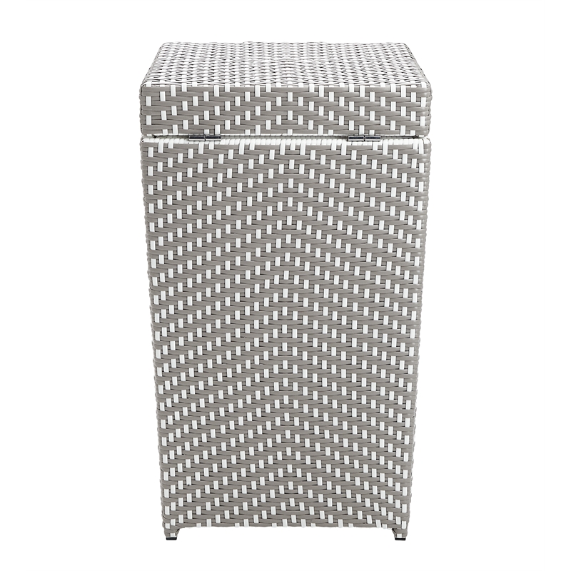 FOA Azur Outdoor Aluminum & Wicker Outdoor Trash Can in Gray 2PC Set