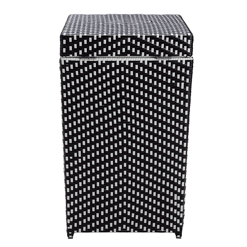 Furniture of America Azur Outdoor Aluminum & Wicker Trash Can in Black 2PC Set