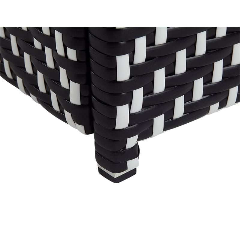 Furniture of America Azur Outdoor Aluminum & Wicker Trash Can in Black 2PC Set