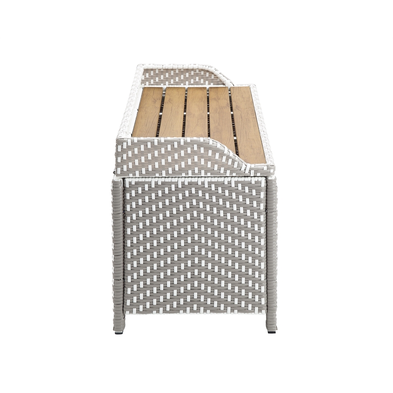 FOA Azur Outdoor Aluminum/Wicker Loveseat + Storage Bench + Trash Can 3PC Set