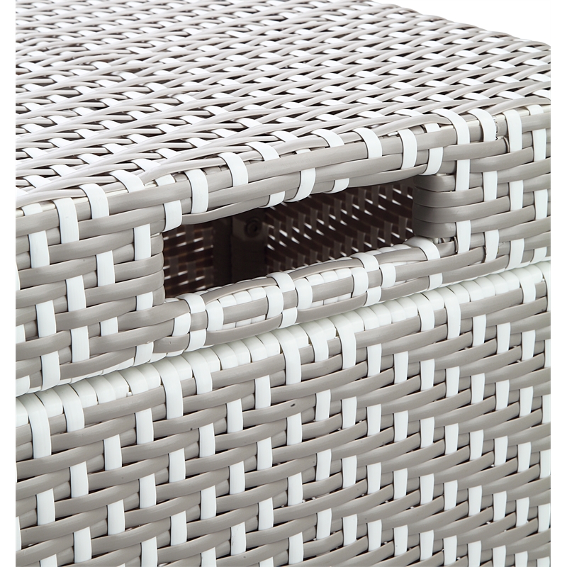 FOA Azur Outdoor Aluminum/Wicker Loveseat + Storage Bench + Trash Can 3PC Set