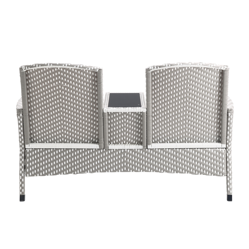 FOA Azur Outdoor Aluminum & Wicker Outdoor Loveseat & Storage Bin 2PC Set