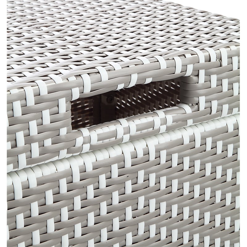 FOA Azur Outdoor Aluminum & Wicker Outdoor Storage Bench + Bin 2pc Set