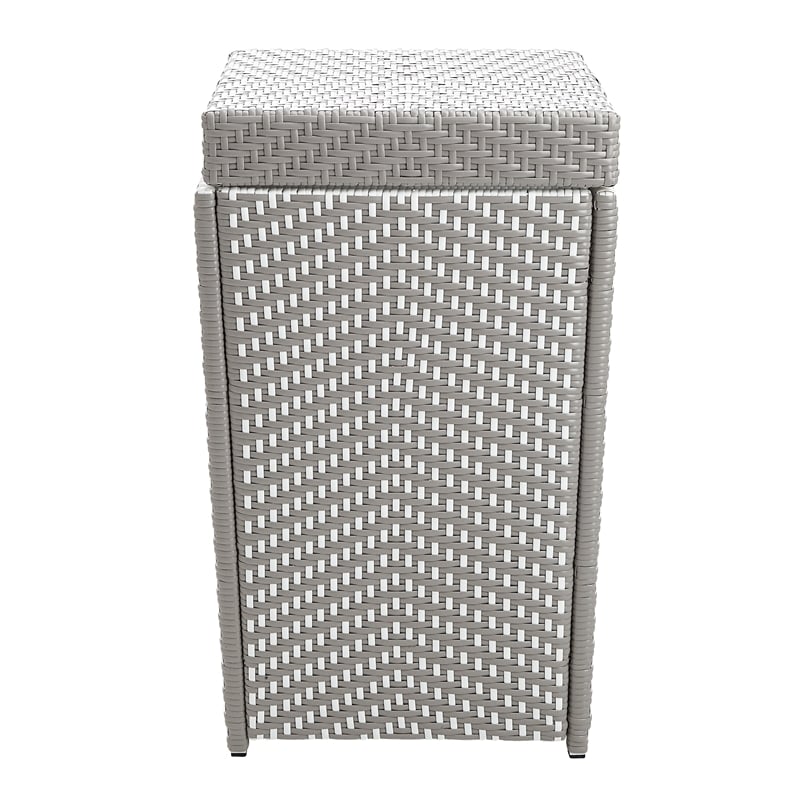 FOA Azur Outdoor Aluminum & Wicker Outdoor Storage Bench + Bin 2pc Set