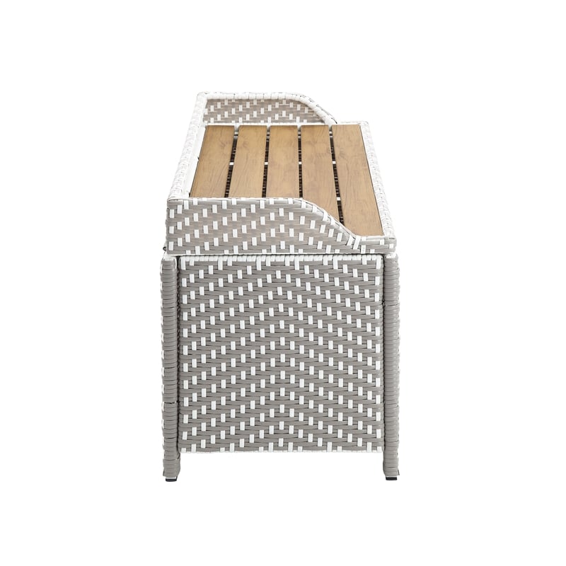 FOA Azur Outdoor Aluminum & Wicker Outdoor Storage Bench + Bin 2pc Set