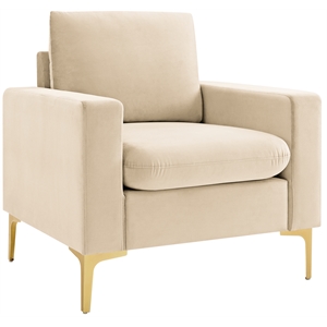 foa micheline 32 inch wide modern velvet accent chair in beige