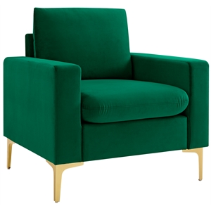 foa micheline 32 inch wide modern velvet accent chair in green