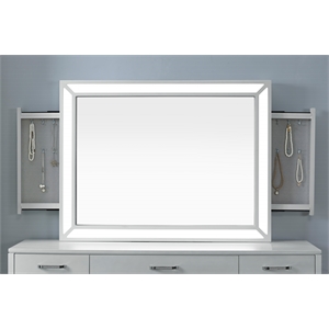 furniture of america olive white wood vanity mirror with led lights