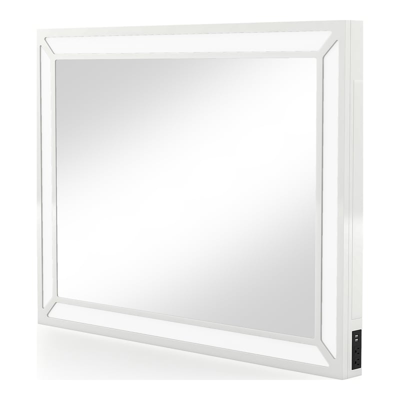 Furniture of America Olive White Wood Vanity Mirror with LED Lights