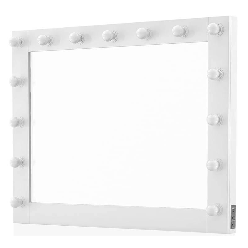 Furniture of America Olive White Wood Hollywood Lighted Vanity Mirror