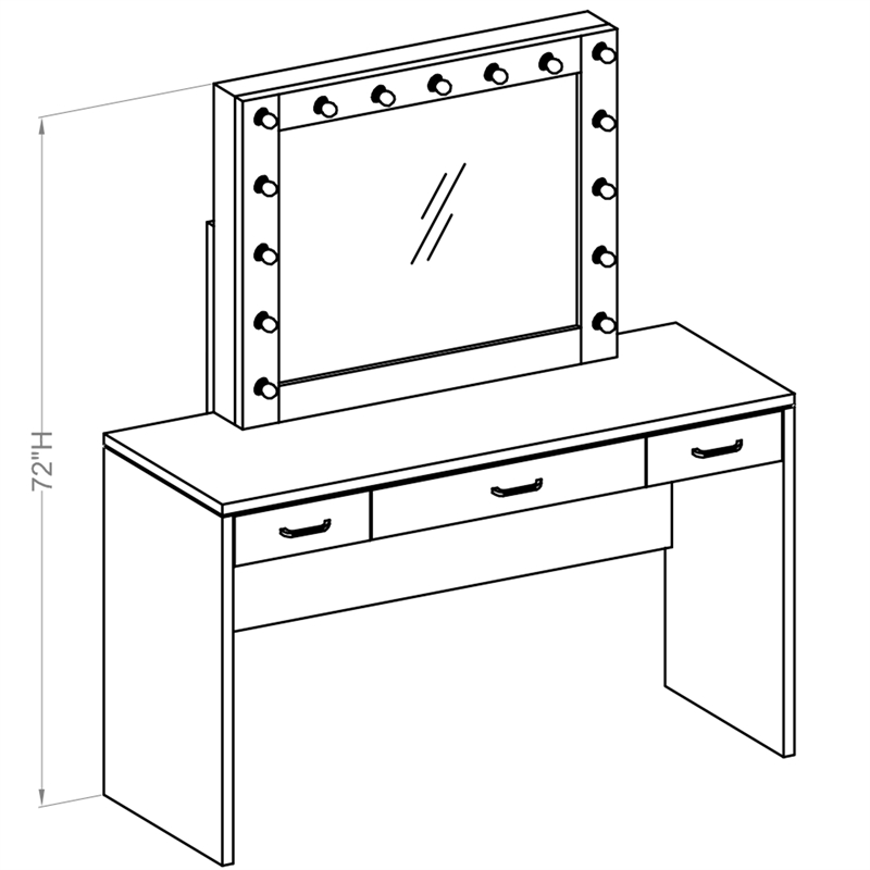Furniture of America Olive White Wood Hollywood Lighted Vanity Table with Mirror