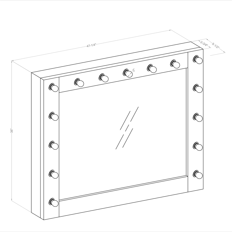 Furniture of America Olive White Wood Hollywood Lighted Vanity Table with Mirror