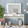 Furniture of America Olive White Wood Hollywood Lighted Vanity Table with Mirror