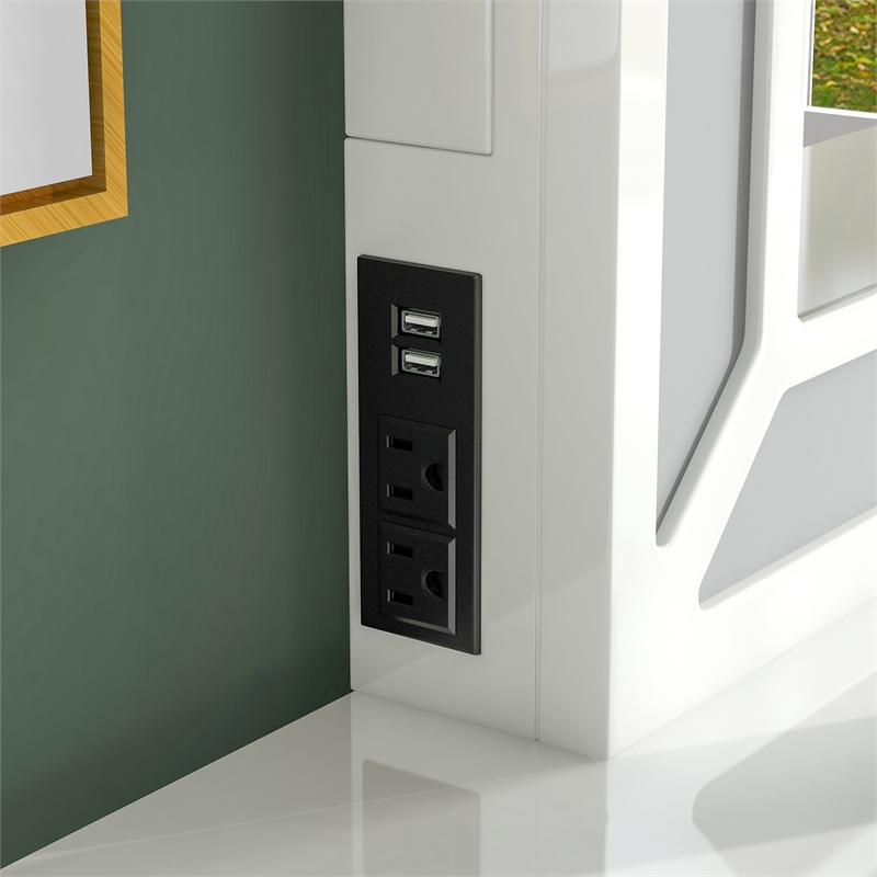 Furniture of America Olive White Wood Vanity with LED Lights