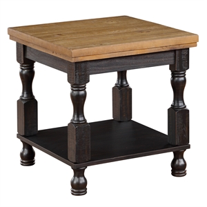 furniture of america baron livingroom antique black wood end table