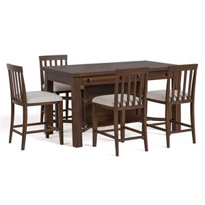 furniture of america ena rustic solid wood 5-piece counter dining set in oak