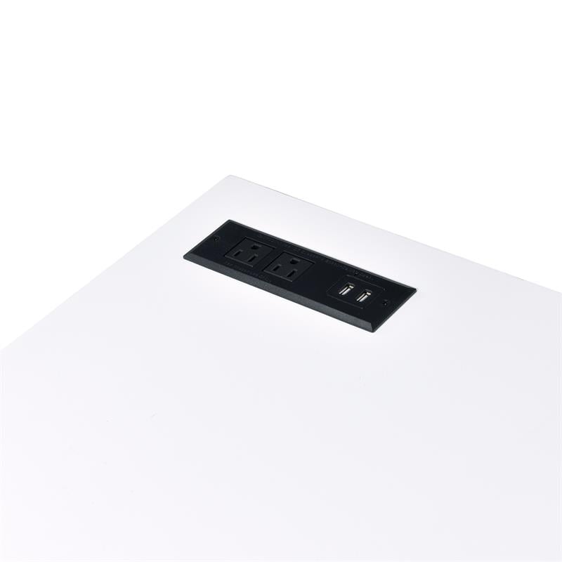 Furniture of America Cornica Metal Writing Desk with USB in White and Chrome