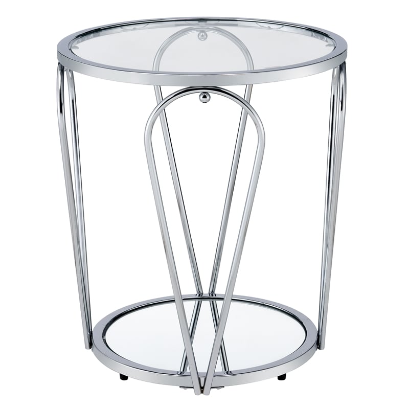 Furniture of America Miffa Contemporary Metal 2-Piece Coffee Table Set in Chrome