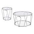Furniture of America Miffa Contemporary Metal 2-Piece Coffee Table Set in Chrome