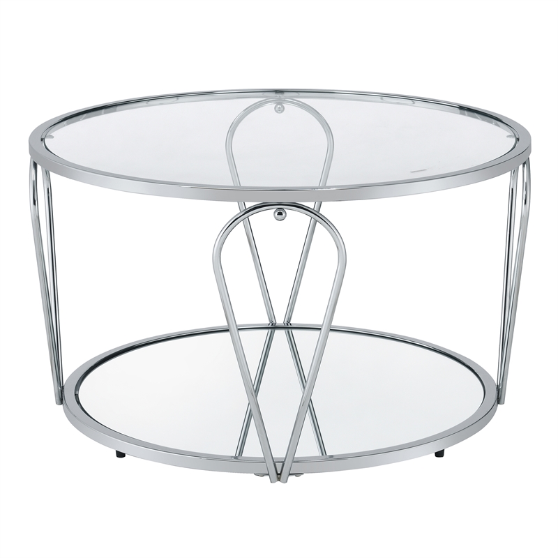 Furniture of America Miffa Contemporary Metal 2-Piece Coffee Table Set in Chrome