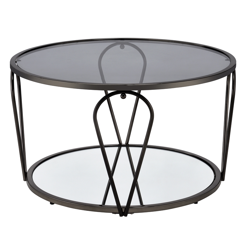 Furniture of America Miffa Contemporary Metal 2-Piece Coffee Table Set in Black