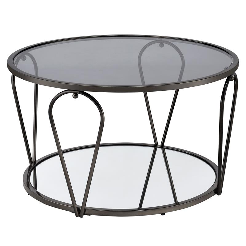 Furniture of America Miffa Contemporary Metal 2-Piece Coffee Table Set in Black