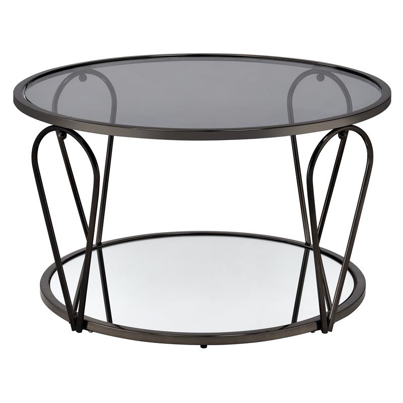 Furniture of America Miffa Contemporary Metal 2-Piece Coffee Table Set in Black