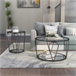 Furniture of America Miffa Contemporary Metal 2-Piece Coffee Table Set in Black