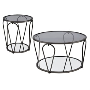 Furniture of America Miffa Contemporary Metal 2-Piece Coffee Table Set in Black