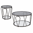 Furniture of America Miffa Contemporary Metal 2-Piece Coffee Table Set in Black
