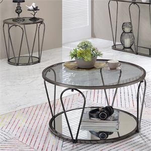 furniture of america miffa contemporary metal 2-piece coffee table set
